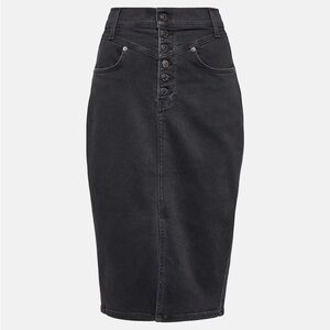 Veronica Beard Herron black denim midi skirt size 6 washed black